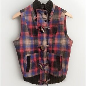 Y2K Plaid Vest Jack BB Dakota Toggle Punk  Retro
